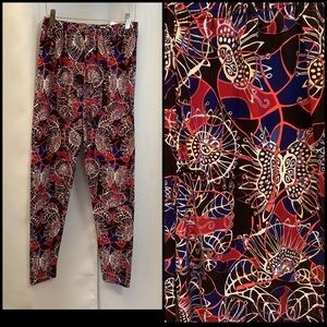 Leggings Women’s Size 12-20 Elastic Waistband Blue Ocean Pattern